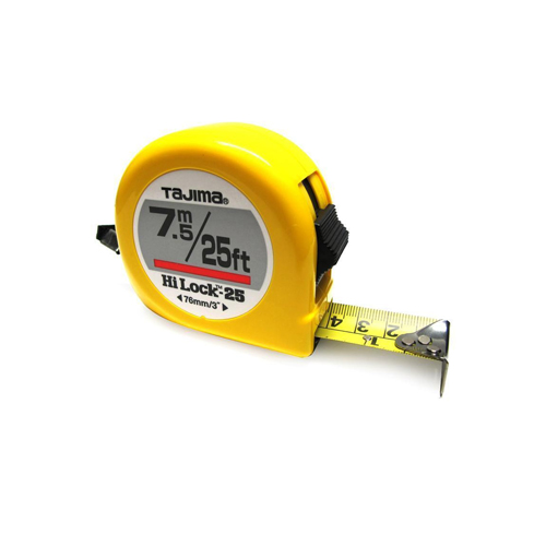 Tajima H5PA0MY Hi Lock Measuring Tape, Yellow, 10 m x 25 mm - Tape Measures  