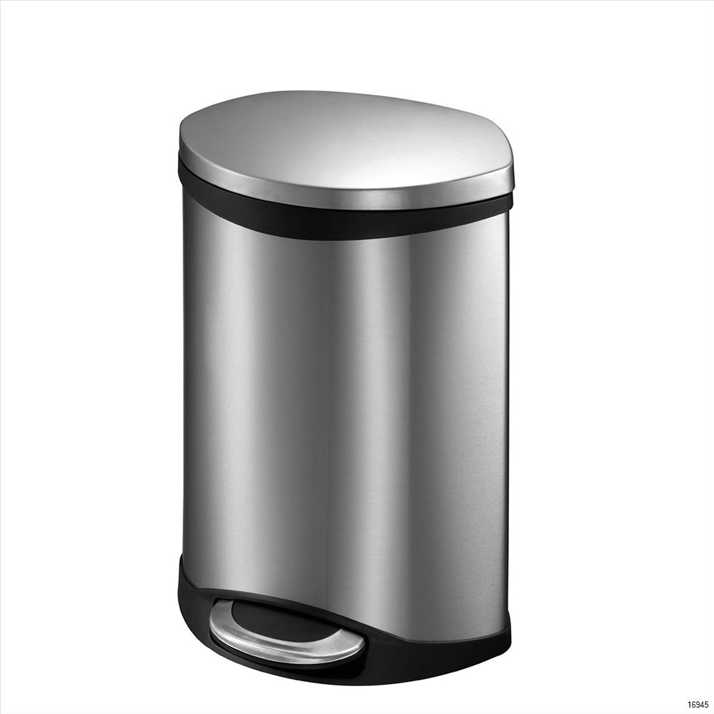 Stainless steel pedal bin, round – EKO: capacity 12 l