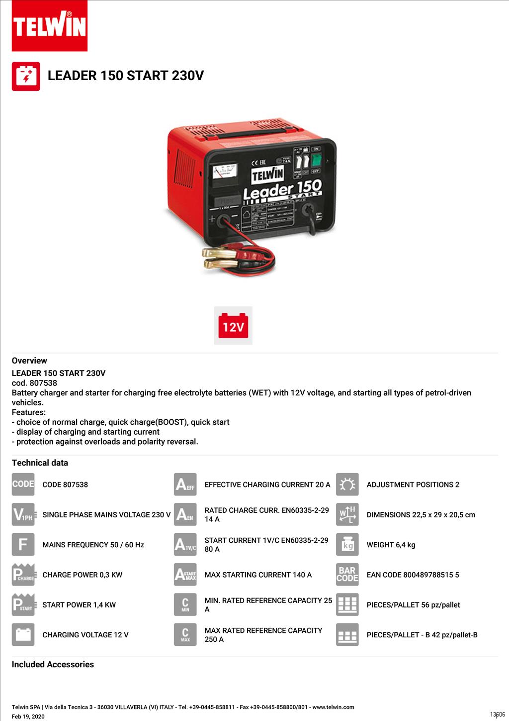 Telwin Leader 150 - Cargador de batería arrancador en Oferta